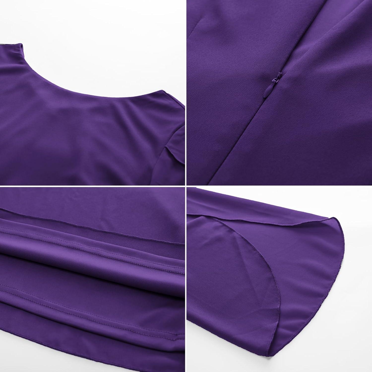 imageGRACE KARIN Womens Chiffon Dresses Flutter Sleeve Party Wedding Cocktail Dress Size 820Purple