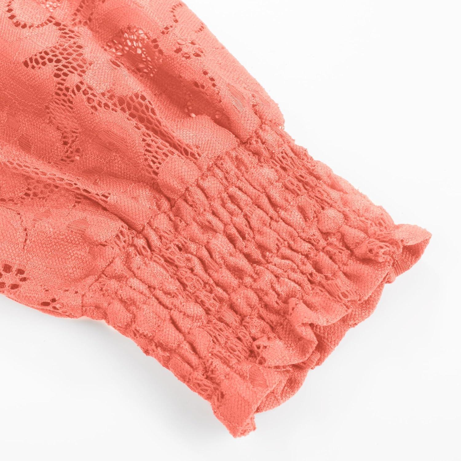 imageGRACE KARIN Womens Tops Dressy Casual Elegant Lace Sleeve Shirts Wrap Ruched Blouses 2026 Spring Fashion OutfitsGrapefruit