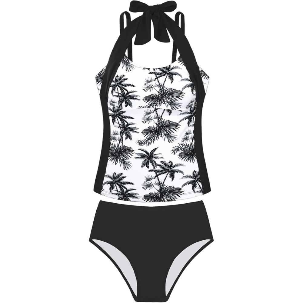 imageGRACE KARIN Girls Swimsuits for Teens 816 Two Piece Tankini Bathing Suit Teen Girl Swimming SuitsBlack