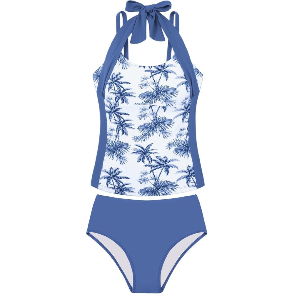 imageGRACE KARIN Girls Swimsuits for Teens 816 Two Piece Tankini Bathing Suit Teen Girl Swimming SuitsBlue