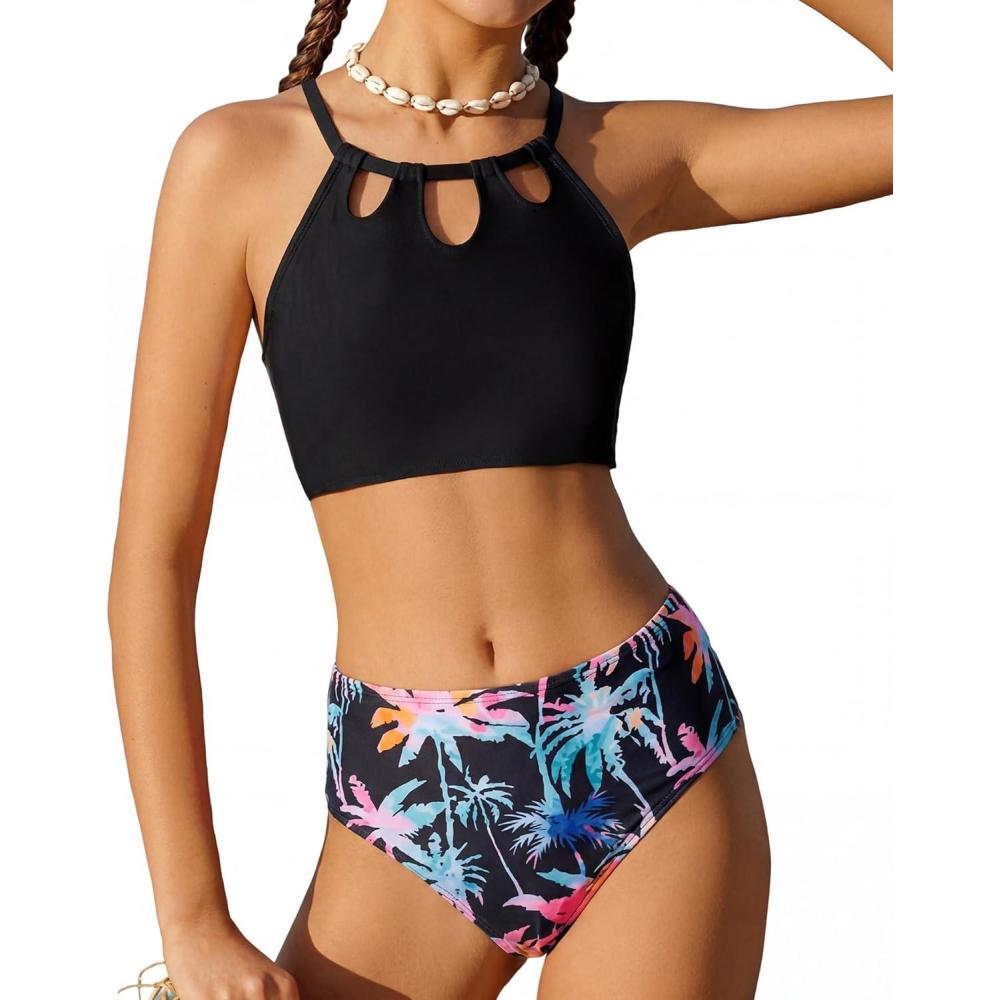 imageGRACE KARIN Teen Girls Swimsuits Two Piece Bikini Sets Bathing Suit Girl Swimwear Size 614Black