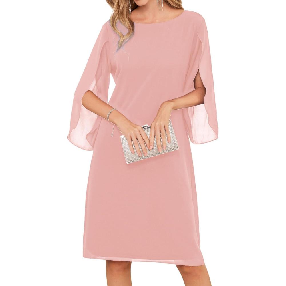 imageGRACE KARIN Womens Chiffon Dresses Flutter Sleeve Party Wedding Cocktail Dress Size 820Baby Pink
