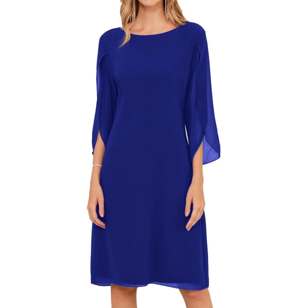 imageGRACE KARIN Womens Chiffon Dresses Flutter Sleeve Party Wedding Cocktail Dress Size 820Blue