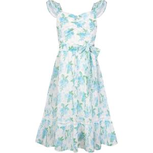 GRACE KARIN Girls Floral Spring Summer Dresses 7-14 Easter Flower Girl Maxi Dress Party, Flutter Sleeve Holiday Sundress(Green Floral)