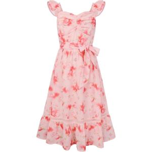 GRACE KARIN Girls Floral Spring Summer Dresses 7-14 Easter Flower Girl Maxi Dress Party, Flutter Sleeve Holiday Sundress(Pink Floral)