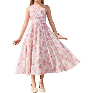 GRACE KARIN Girls Junior Bridesmaid Dresses, Chiffon Flower Girl Dress for Party Prom Birthday Formal 6-14Y(Pink Rose)