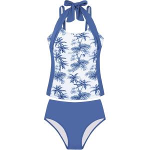 GRACE KARIN Girls Swimsuits for Teens 8-16 Two Piece Tankini Bathing Suit Teen Girl Swimming Suits(Blue)
