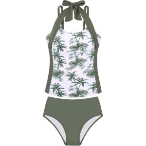 GRACE KARIN Girls Swimsuits for Teens 8-16 Two Piece Tankini Bathing Suit Teen Girl Swimming Suits(Green)