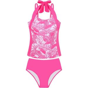 GRACE KARIN Girls Swimsuits for Teens 8-16 Two Piece Tankini Bathing Suit Teen Girl Swimming Suits(Rose Red)