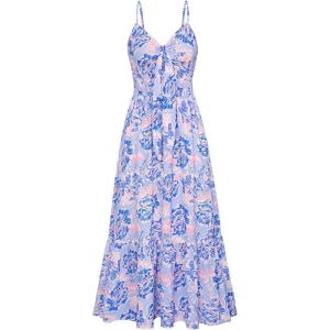 GRACE KARIN Women’s 2026 Summer Maxi Dress Floral Tie Front Spaghetti Strap Casual Boho Beach Flowy Sundress with Pockets(Purple Floral)
