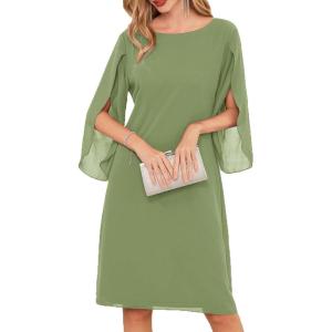 GRACE KARIN Womens Chiffon Dresses Flutter Sleeve Party Wedding Cocktail Dress Size 8-20(Army Green)