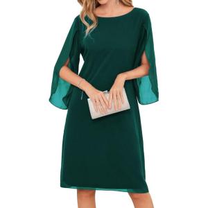 GRACE KARIN Womens Chiffon Dresses Flutter Sleeve Party Wedding Cocktail Dress Size 8-20(Dark Green)