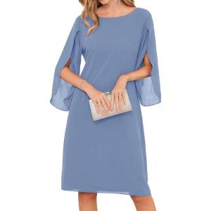 GRACE KARIN Womens Chiffon Dresses Flutter Sleeve Party Wedding Cocktail Dress Size 8-20(Grey Blue)