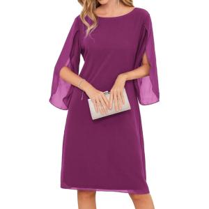 GRACE KARIN Womens Chiffon Dresses Flutter Sleeve Party Wedding Cocktail Dress Size 8-20(Mulberry)