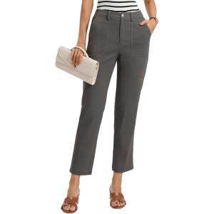 GRACE KARIN Womens High Waisted Work Pants Business Casual 2026 Ankle Length Office Dress Trousers with Pockets(Grey)