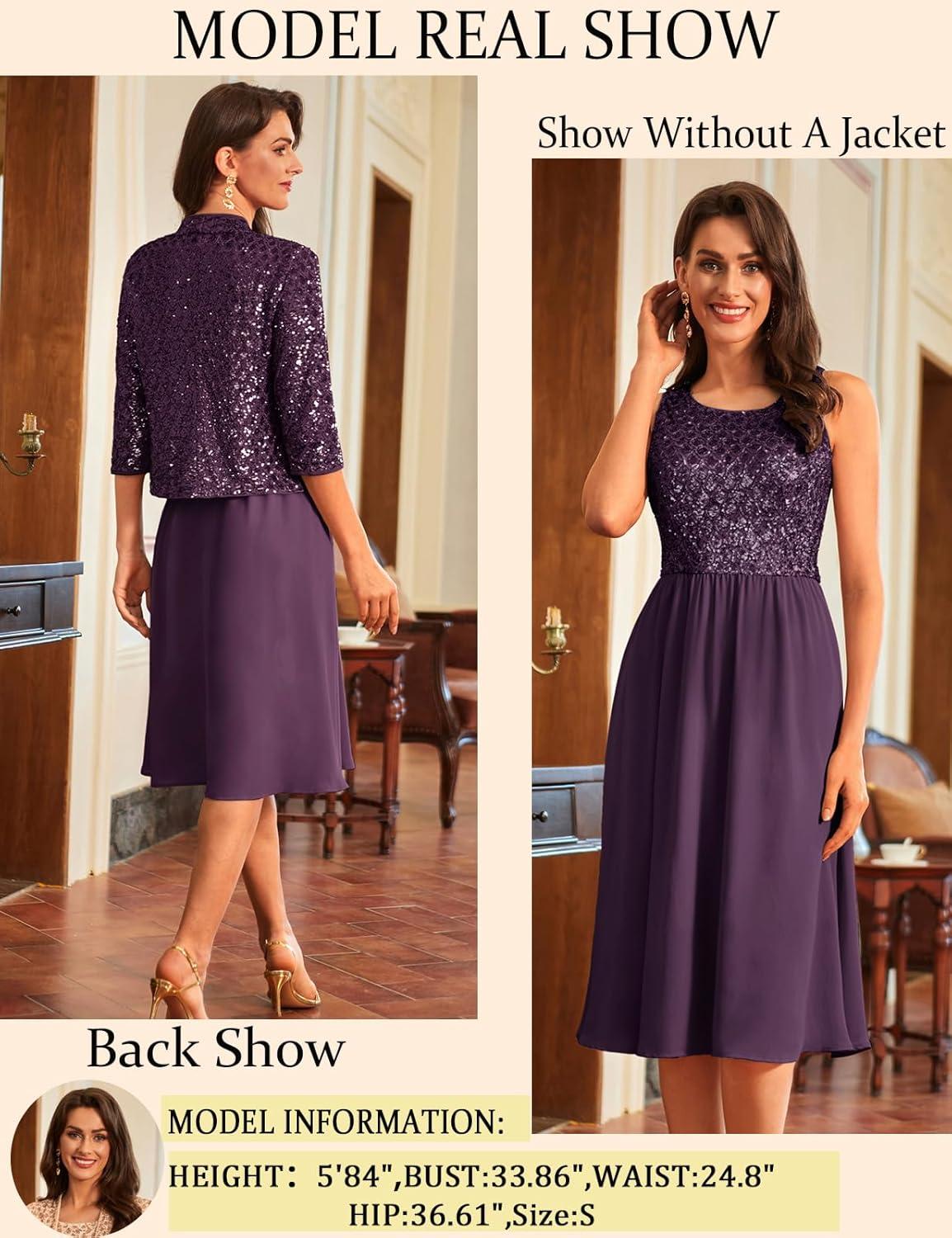 imageGRACE KARIN 2025 Mother of The Bride Dresses Wedding Guest Party Dress Two Piece DressDark Purple