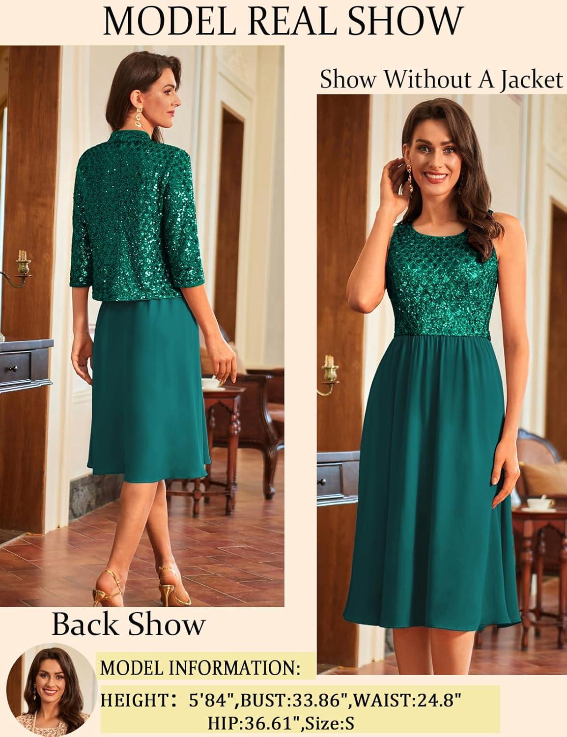 imageGRACE KARIN 2025 Mother of The Bride Dresses Wedding Guest Party Dress Two Piece DressGreen
