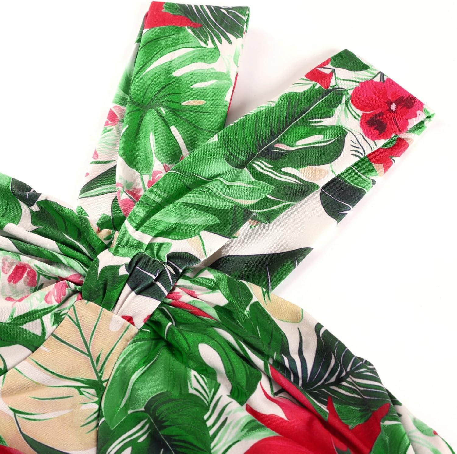 imageGRACE KARIN 2025 Womens Criss Cross Halterneck Sleeveless Summer Floral Print Flowy A Line Maxi DressGreen Red Floral