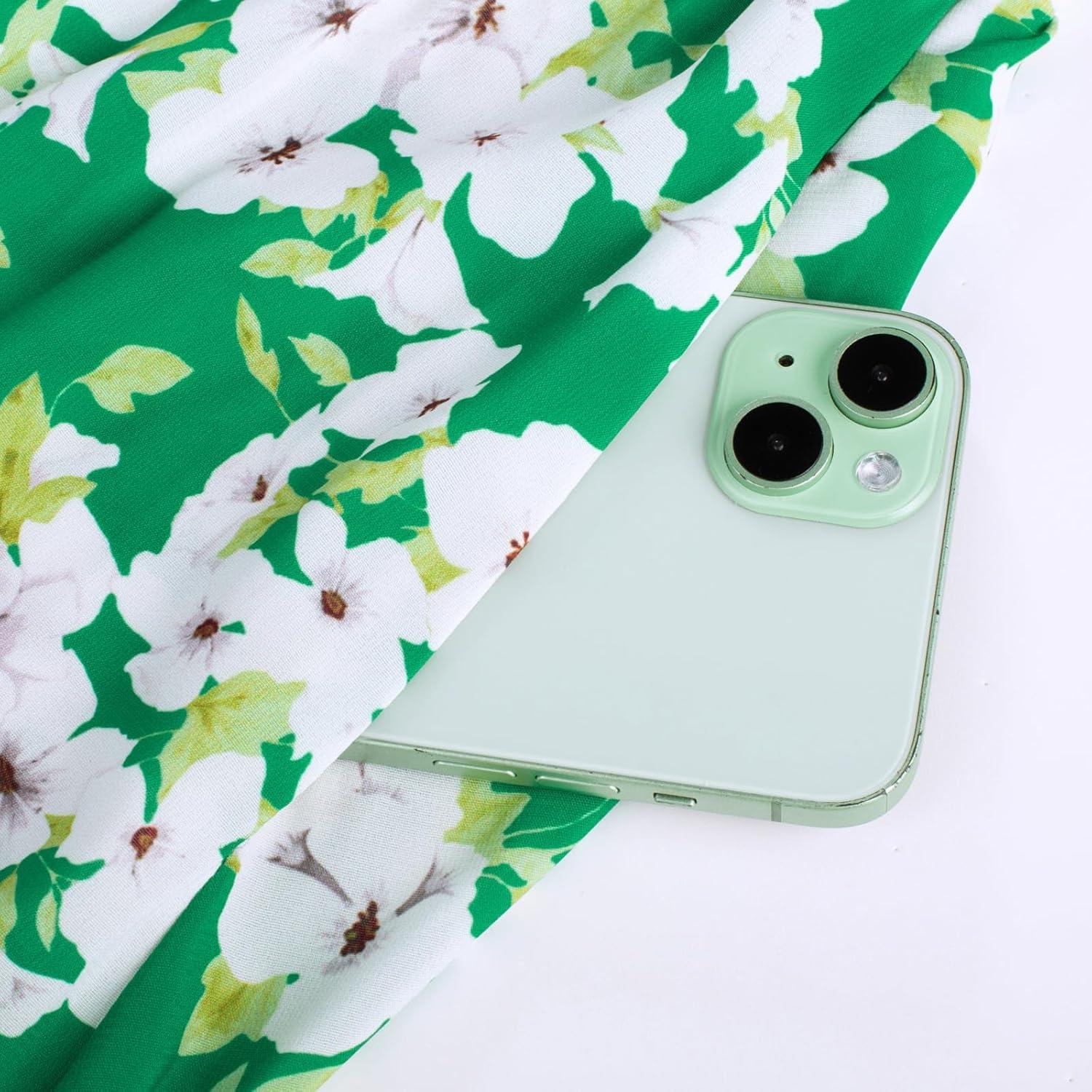 imageGRACE KARIN 2025 Womens Summer Floral Print Flowy A Line Maxi Dresses Sleeveless Smocked Off Shoulder DressGreenwhite