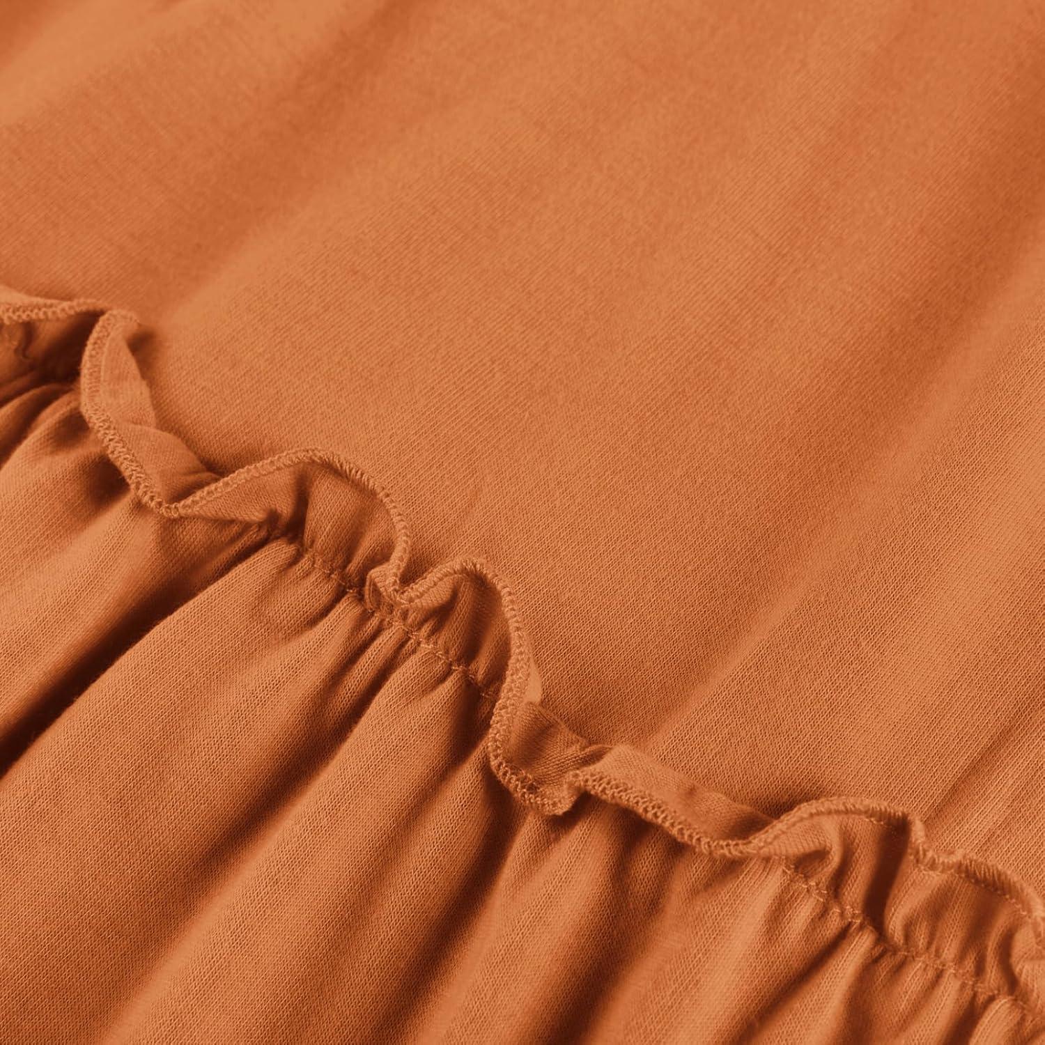 imageGRACE KARIN 2026 Summer Maxi Dresses for Women Smocked Spaghetti Strap Long Dress Flowy Boho Beach Sundresses with PocketsOrange Brown