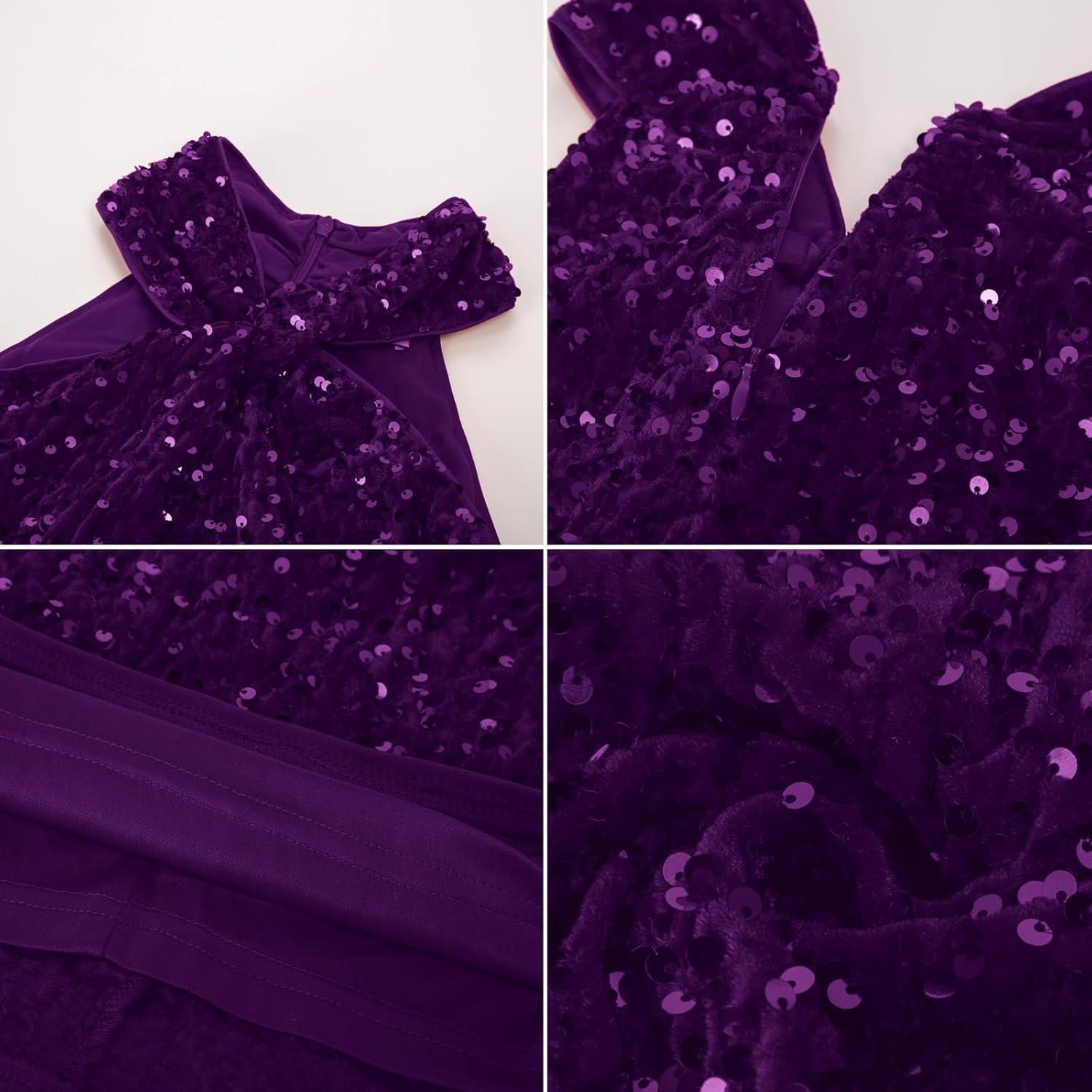 imageGRACE KARIN Sequin Dress for Women Sleeveless Sparkly Glitter Halter Dress Bodycon Mini Club Dresses 2025Purple