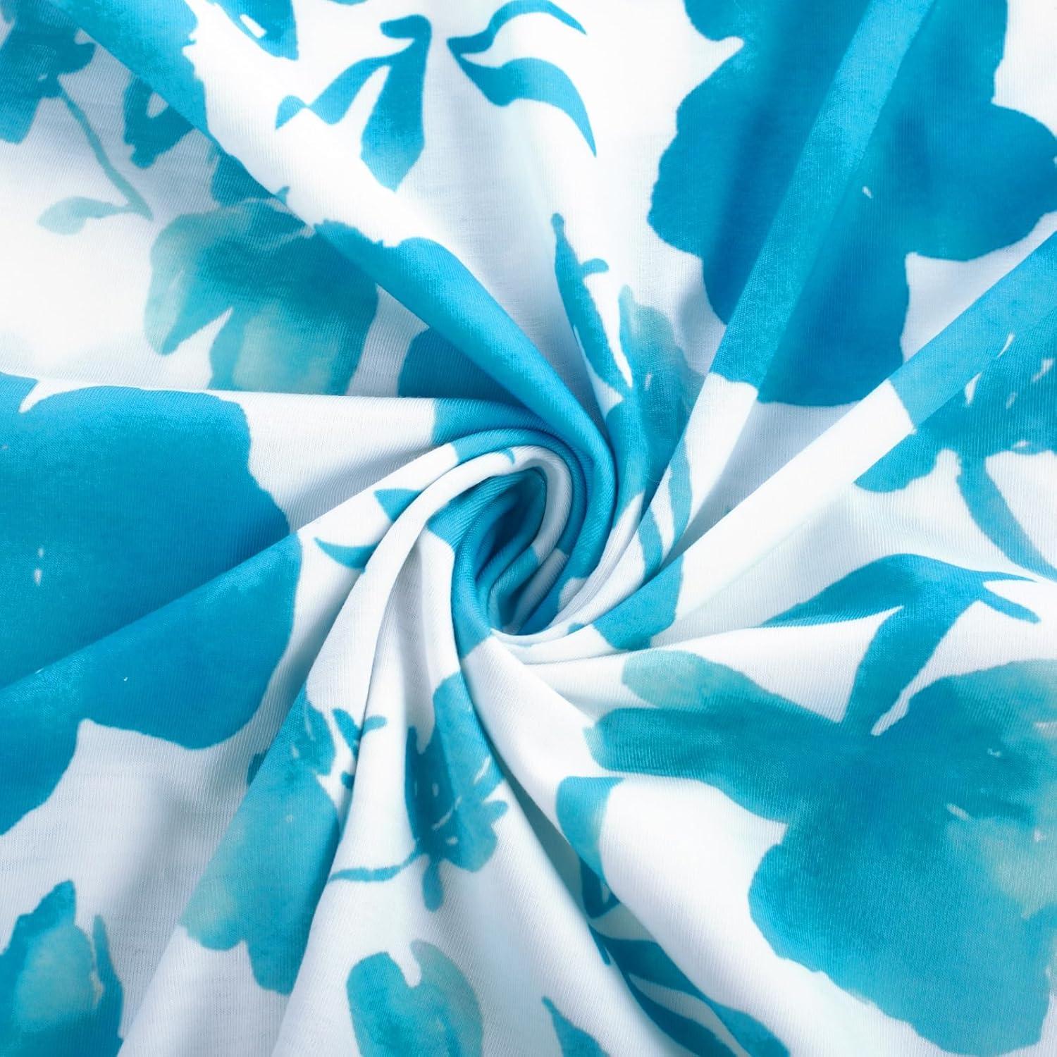imageGRACE KARIN Women Strapless Dress Casual Loose Ruched Long Maxi Dress with PocketsBlue White Floral