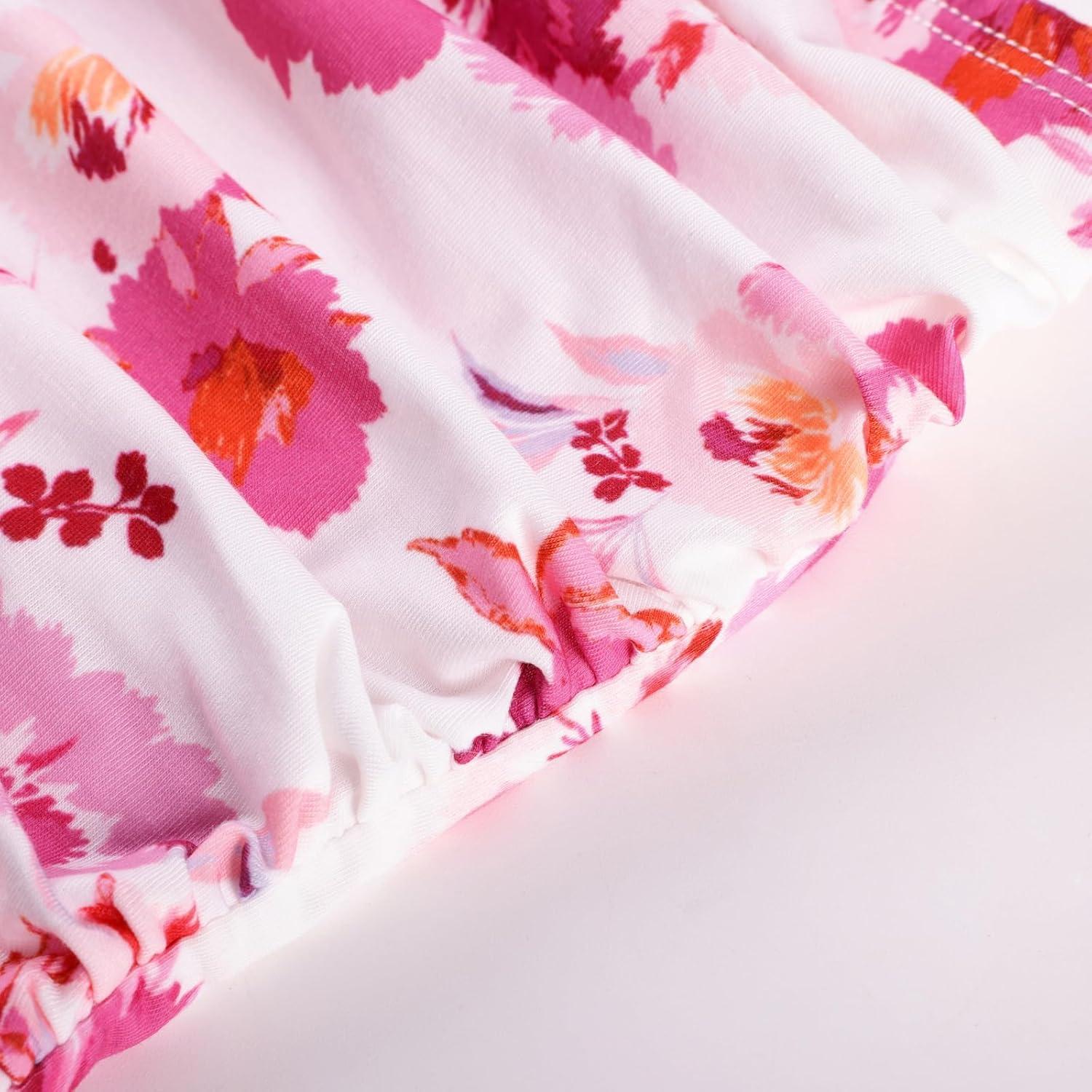 imageGRACE KARIN Women Strapless Dress Casual Loose Ruched Long Maxi Dress with PocketsFlower Pink