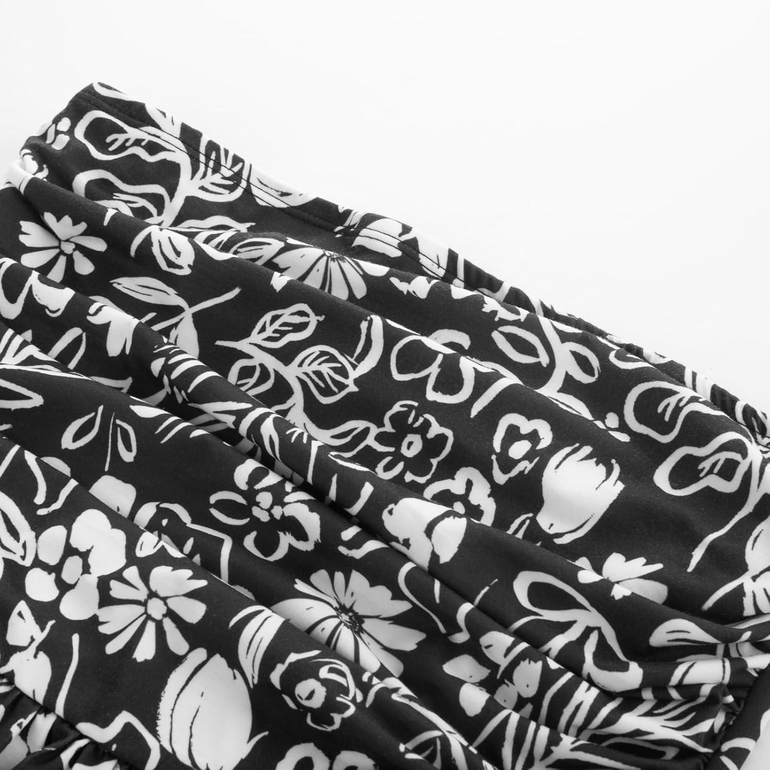 imageGRACE KARIN Women Strapless Dress Casual Loose Ruched Long Maxi Dress with PocketsWhiteblack