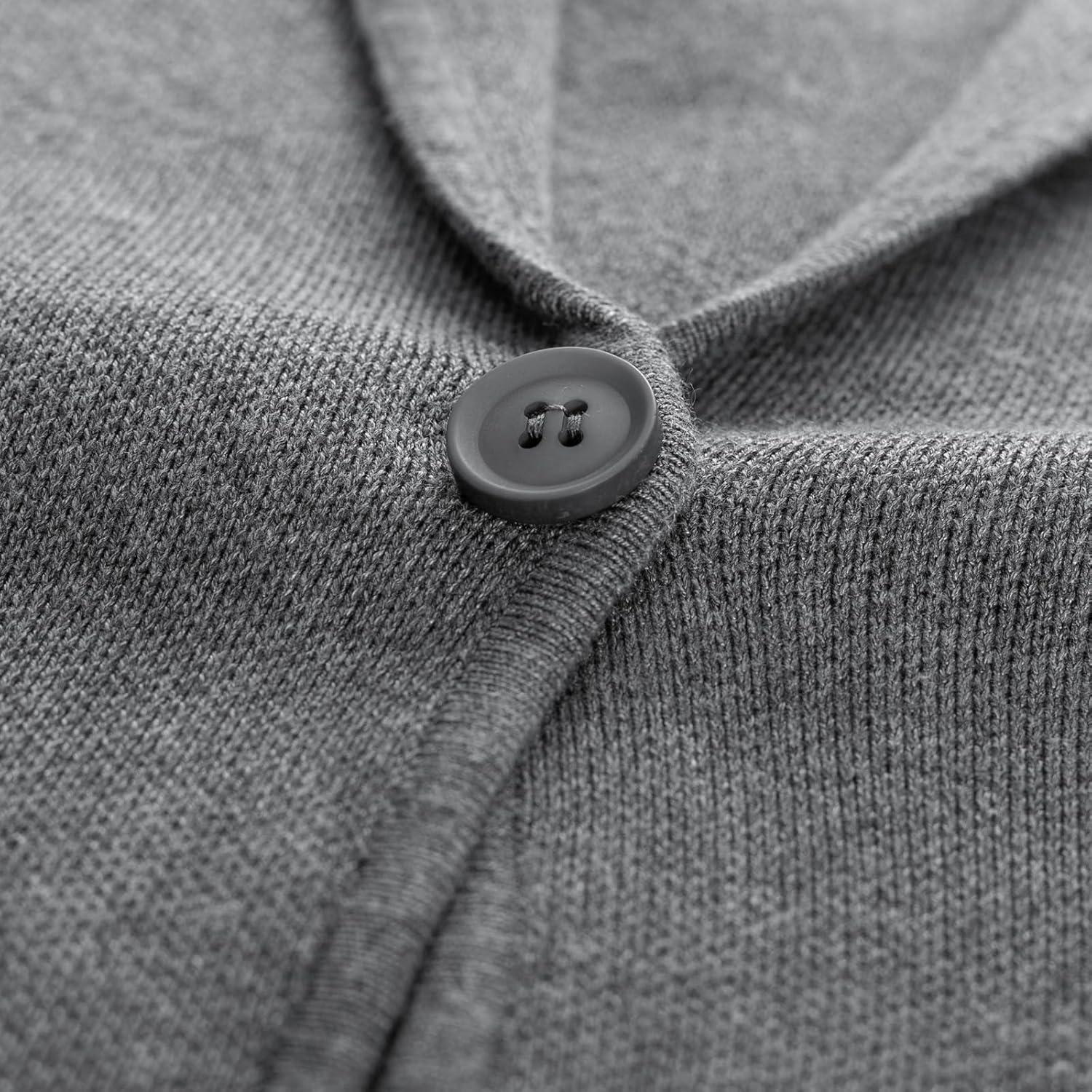 imageGRACE KARIN Women Sweater Blazer Casual Work Croppped Cardigan Lightweight Button Front Short Knit Blazer Jacket SXXLMedium Grey