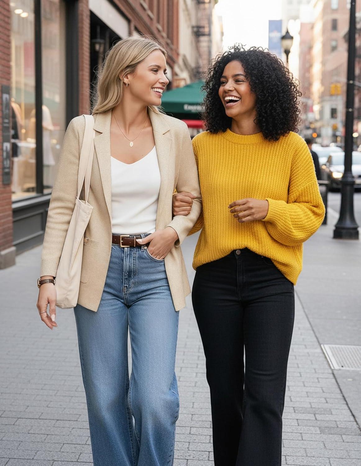 imageGRACE KARIN Women Sweater Blazers Business Casual Long Sleeve Work Cardigan Open Front Lapel Suit Jackets with PocketsApricot