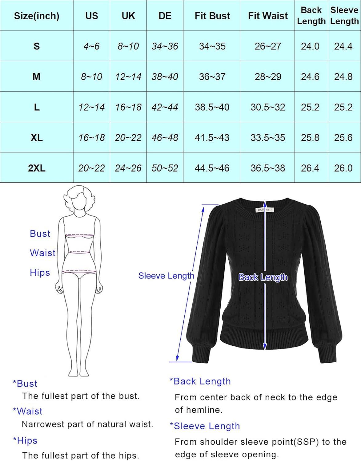 imageGRACE KARIN Womens Long Lantern Sleeve Crew Neck Crochet Top Hollow Out Fall Pullover SweaterCl0834 Black Long Sleeve