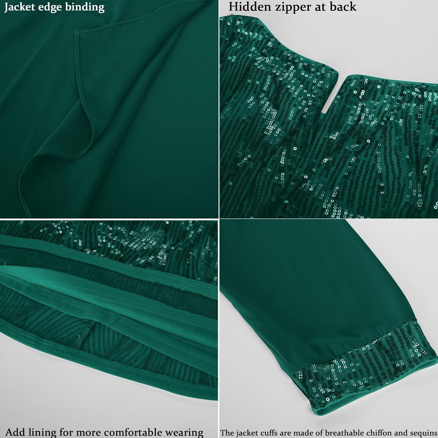 imageGRACE KARIN Womens Sequin Dress Wedding Guest amp Mother of The Bride Formal Dress Two Piece Knee LengthDark Green