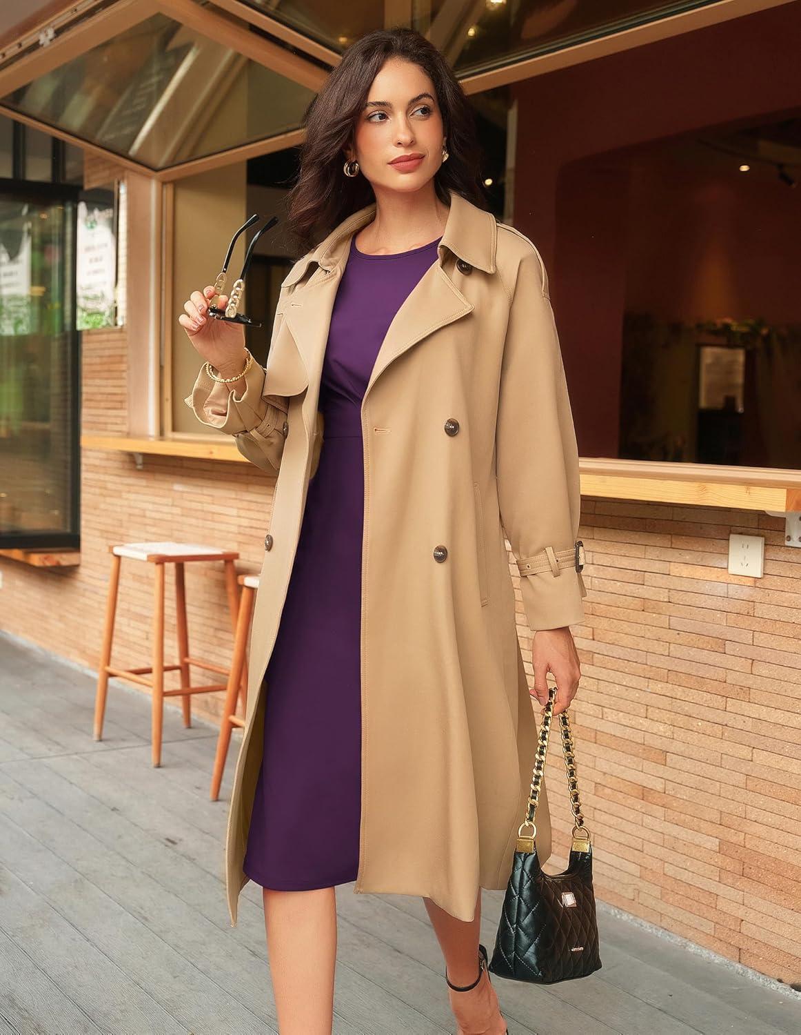 imageGRACE KARIN Womens Wear to Work Dresses 2026 Cap Sleeve Sheath Bodycon Midi Dress Ruched Business Office Pencil DressDark Purple