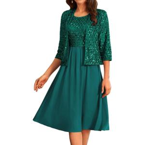 GRACE KARIN 2025 Mother of The Bride Dresses Wedding Guest Party Dress Two Piece Dress(Green)