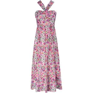 GRACE KARIN 2025 Women’s Criss Cross Halterneck Sleeveless Summer Floral Print Flowy A Line Maxi Dress(Purple)