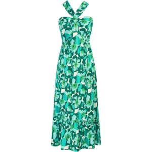 GRACE KARIN 2025 Women’s Criss Cross Halterneck Sleeveless Summer Floral Print Flowy A Line Maxi Dress(Viridis)