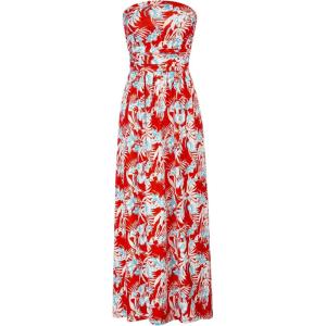 GRACE KARIN Women Strapless Dress Casual Loose Ruched Long Maxi Dress with Pockets(Blue White)