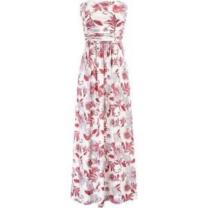 GRACE KARIN Women Strapless Dress Casual Loose Ruched Long Maxi Dress with Pockets(Floral Pink)