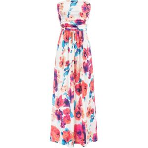 GRACE KARIN Women Strapless Dress Casual Loose Ruched Long Maxi Dress with Pockets(Multicolor Floral)