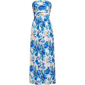 GRACE KARIN Women Strapless Dress Casual Loose Ruched Long Maxi Dress with Pockets(Watercolor Flowers)