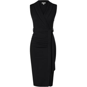 GRACE KARIN Women’s Wear to Work Sleeveless Ruched Bodycon Office Pencil Midi Dresses with Belt(Black)