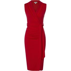 GRACE KARIN Women’s Wear to Work Sleeveless Ruched Bodycon Office Pencil Midi Dresses with Belt(Deep Red)