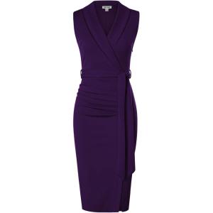 GRACE KARIN Women’s Wear to Work Sleeveless Ruched Bodycon Office Pencil Midi Dresses with Belt(Rose Purple)