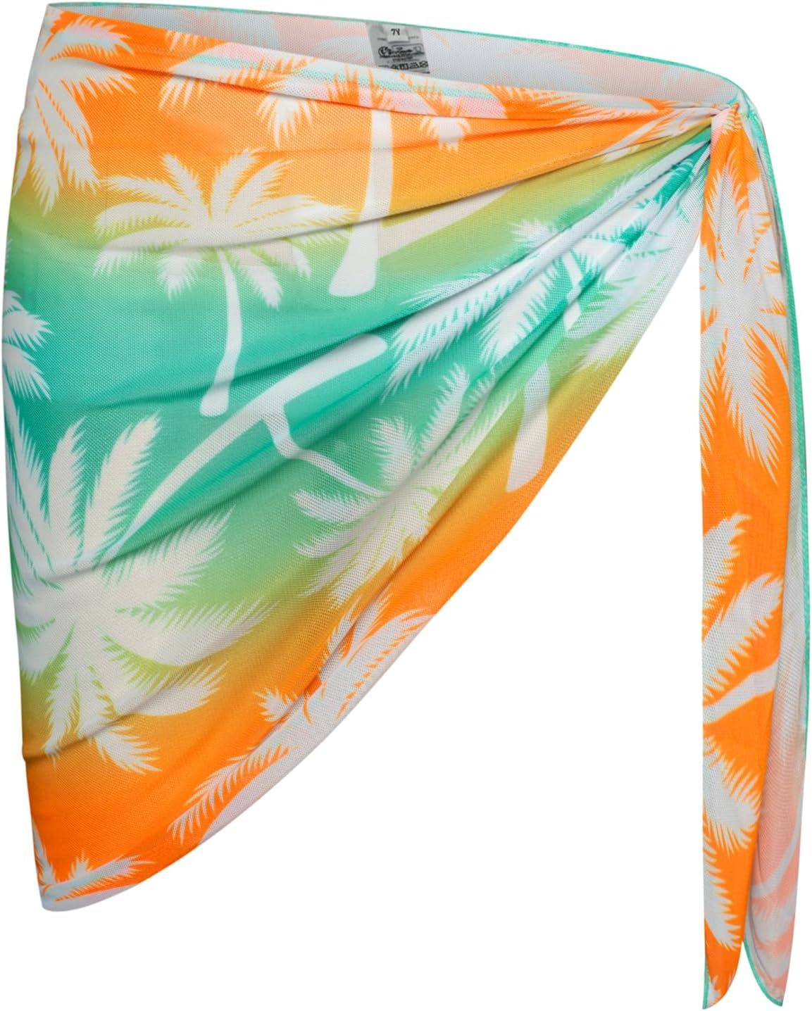 imageGRACE KARIN Girls Bathing Suit Adjustable Taniki Swimsuit Tie Front 4 Piece Bikini Set with Kimono Cover Up 614Greencoconut Tree