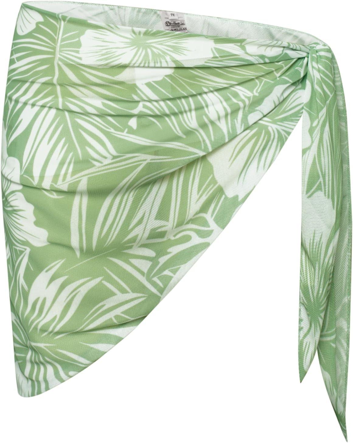 imageGRACE KARIN Girls Bathing Suit Adjustable Taniki Swimsuit Tie Front 4 Piece Bikini Set with Kimono Cover Up 614Greenwhite