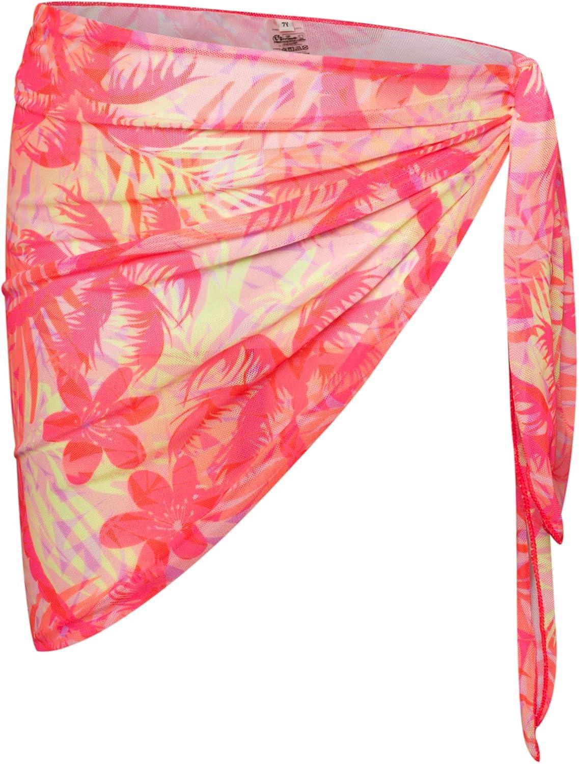 imageGRACE KARIN Girls Bathing Suit Adjustable Taniki Swimsuit Tie Front 4 Piece Bikini Set with Kimono Cover Up 614Hot Pinkcoconut