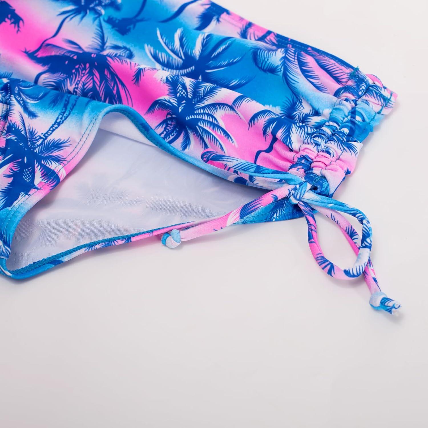 imageGRACE KARIN Girls Bathing Suit Adjustable Taniki Swimsuit Tie Front 4 Piece Bikini Set with Kimono Cover Up 614Light Bluecoconut