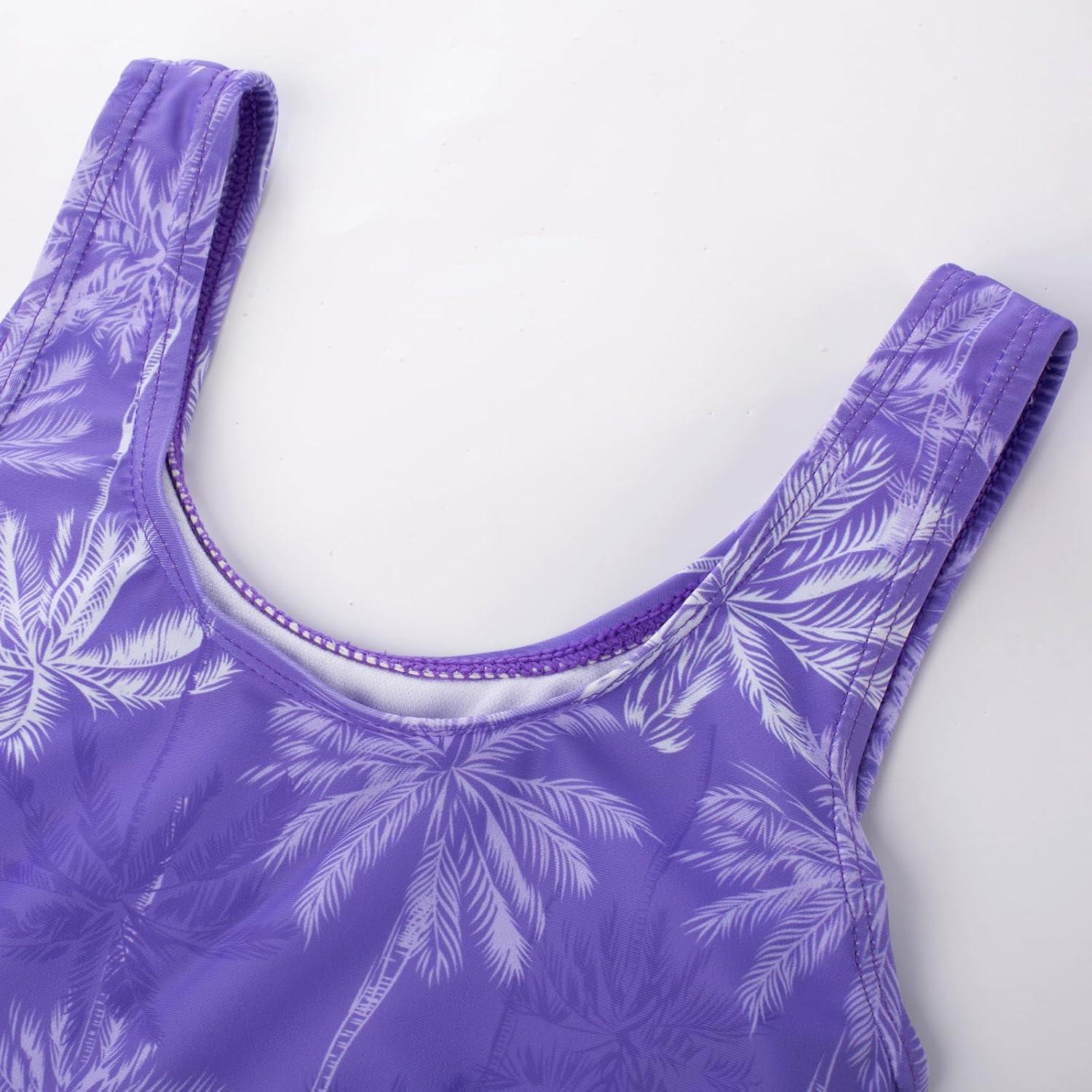 imageGRACE KARIN Girls Bathing Suit Adjustable Taniki Swimsuit Tie Front 4 Piece Bikini Set with Kimono Cover Up 614Purplecoconut