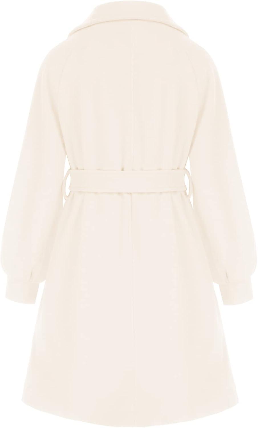 imageGRACE KARIN Girls Dress Coat Lapel Wool Blend Long Winter Jackets with Pockets Belt 614YWhite