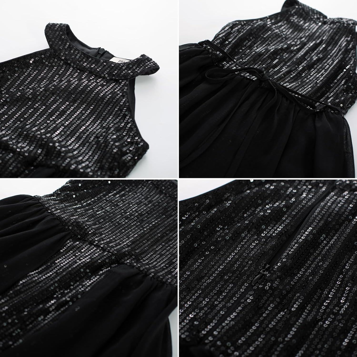 imageGRACE KARIN Girls Halter Neck Sequin Dress 614Y Kids Fancy Formal Party Christmas Sparkly Pageant Birthday DressesBlack